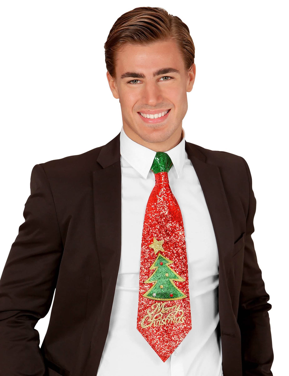 Merry Christmas piros flitteres nyakkendő férfi számára