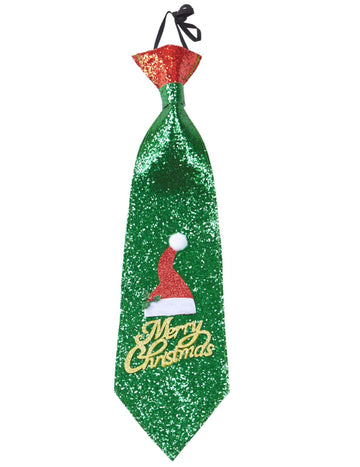 Boldog karácsonyt zöld csillogó nyakkendő
