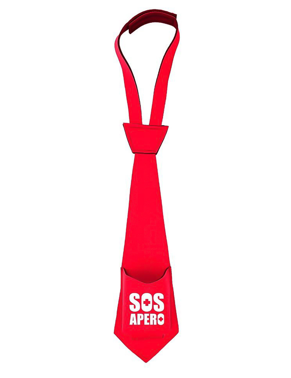Vue de face de la cravate anti-soif SOS Apéro