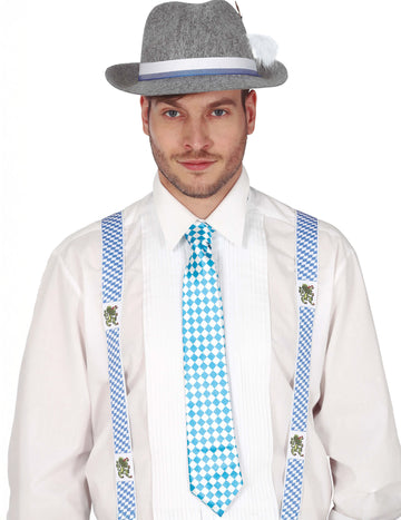 Bajor nyakkendő kék és fehér csekkekkel