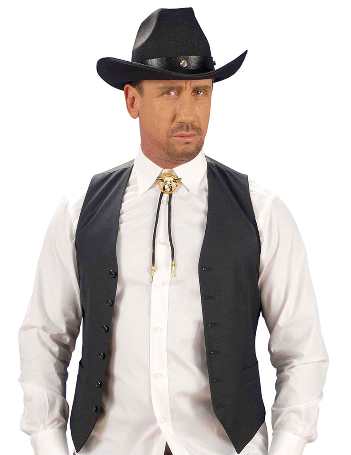 felnőtt fekete és arany cowboy zsinórnyakkendő
