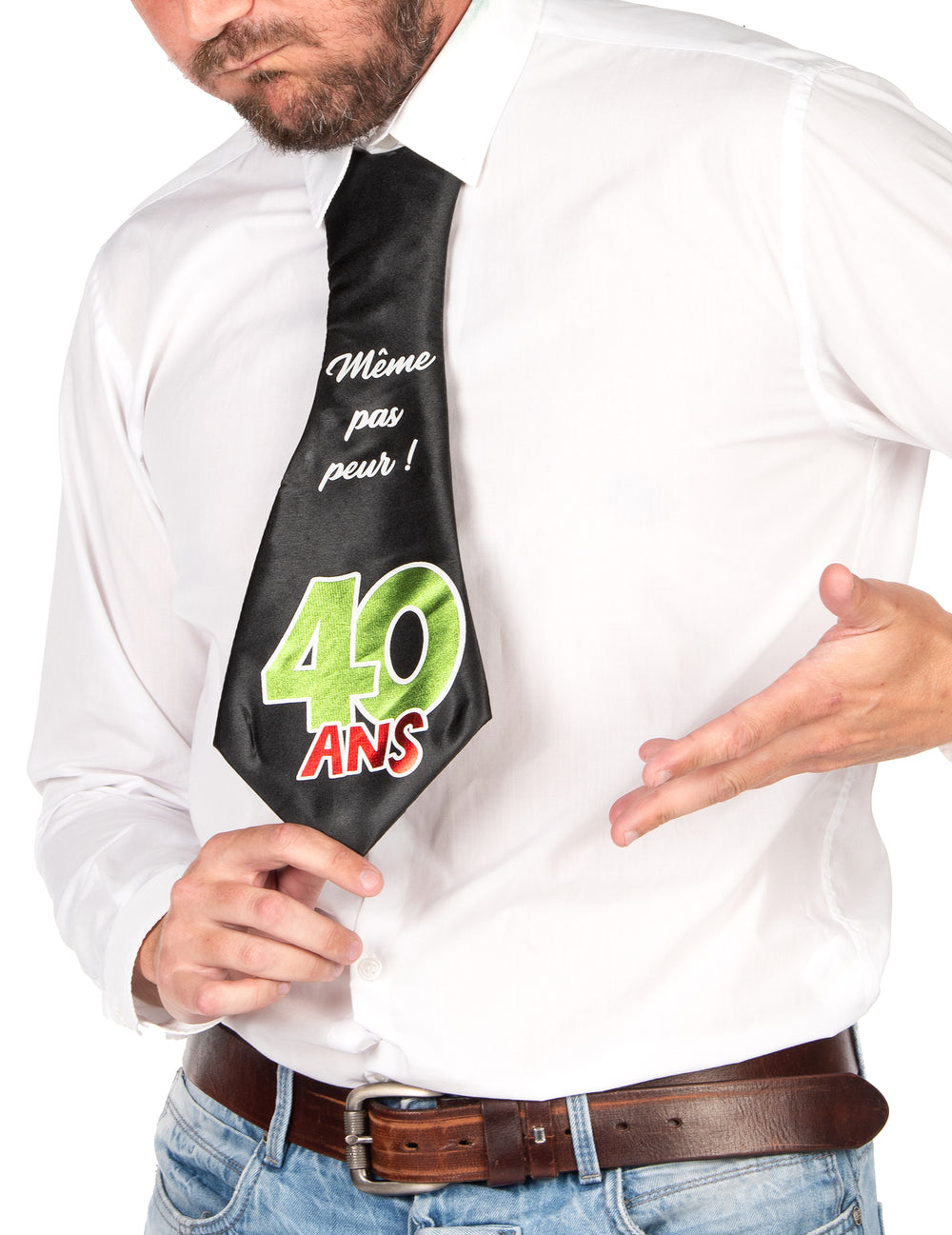 Vue de face de la cravate humoristique 40 ans