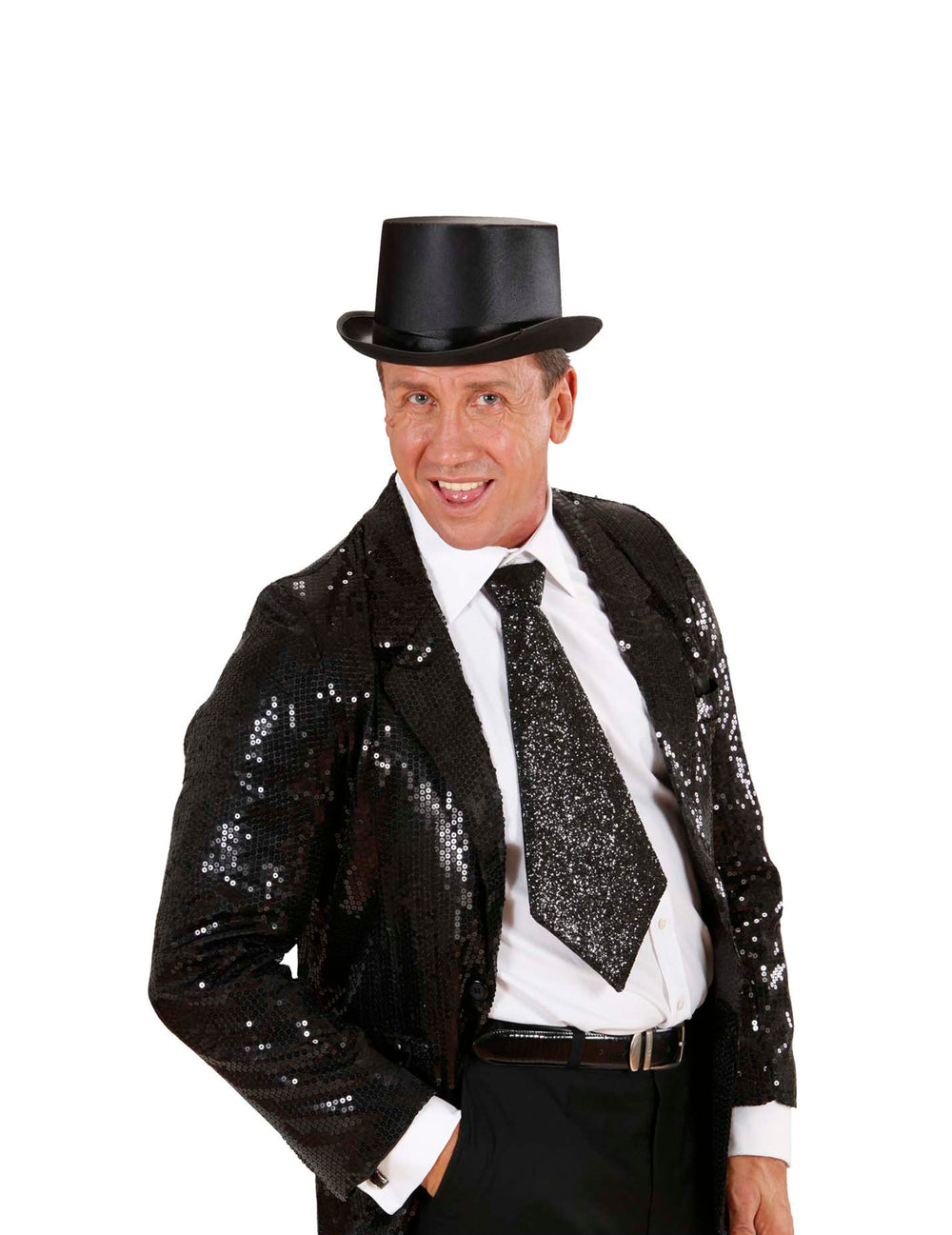 Cravate à paillettes pour adulte noire