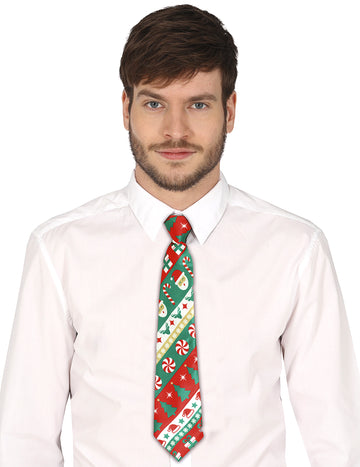 Felnőtt piros és zöld karácsonyi nyakkendő