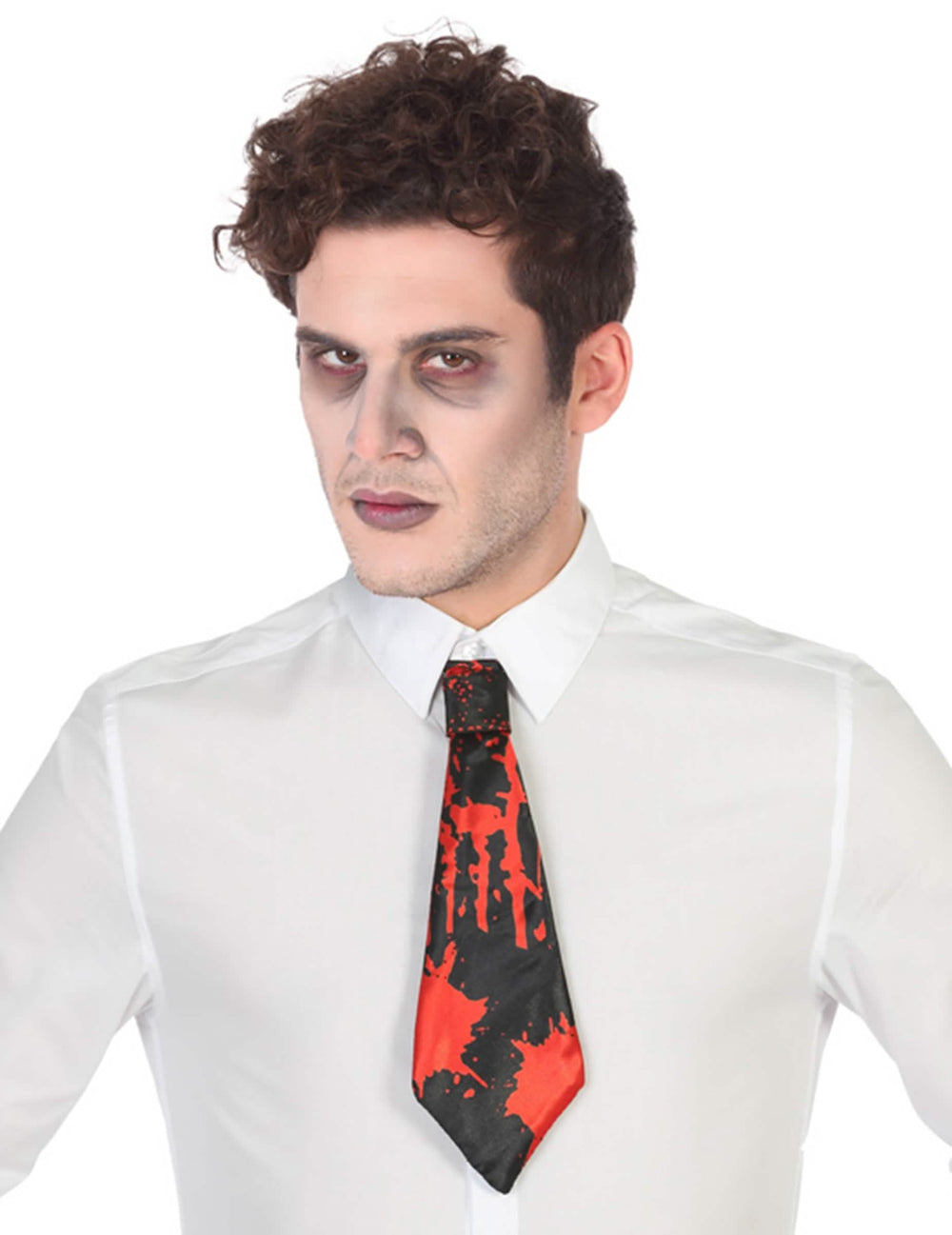 Véres halloween nyakkendő felnőttnek, fekete és piros