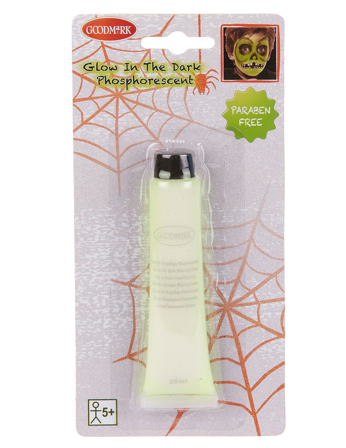 Maquillage de squelette de face de la crème phosphorescente maquillage fluo pour adulte vert néon