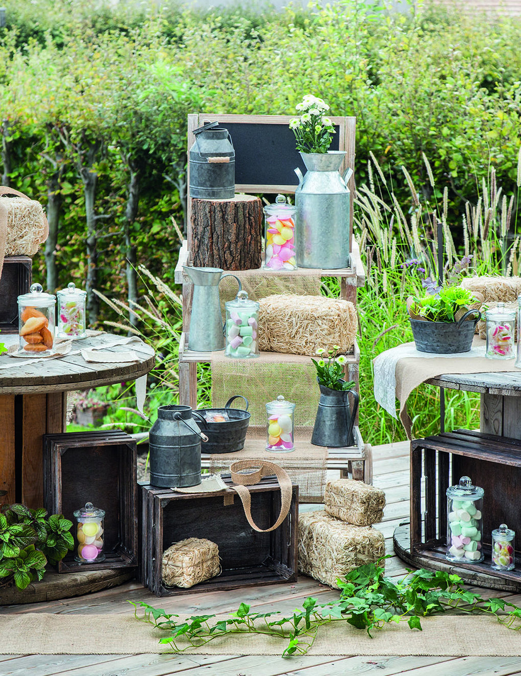 Cink tejeskanna füllel 18 cm rusztikus vintage