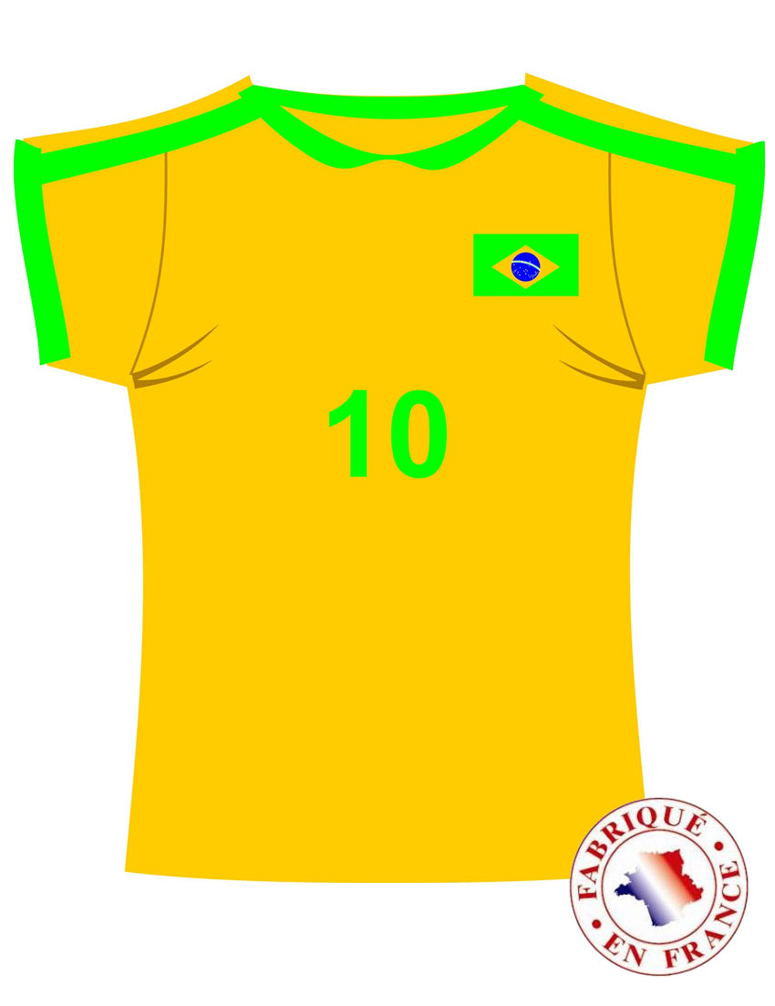 Décoration murale maillot du Brésil pour fête jaune et vert avec numéro 10
