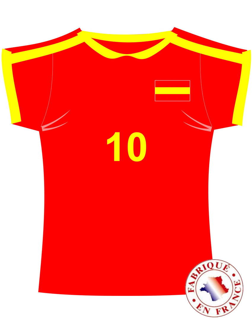 Décoration murale maillot Espagne rouge et jaune avec numéro 10