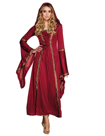 Piros hölgy álruhás nő