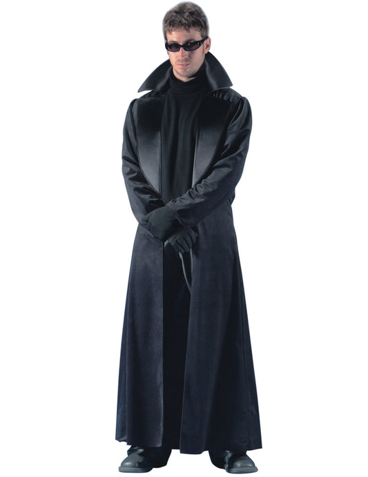 Déguisement manteau long pour homme noir avec col montant