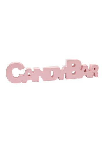 Déco de table en bois Candy Bar pour buffet rose