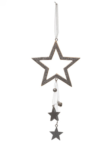 Függeszthető ezüst csillag dekoráció 24 cm 