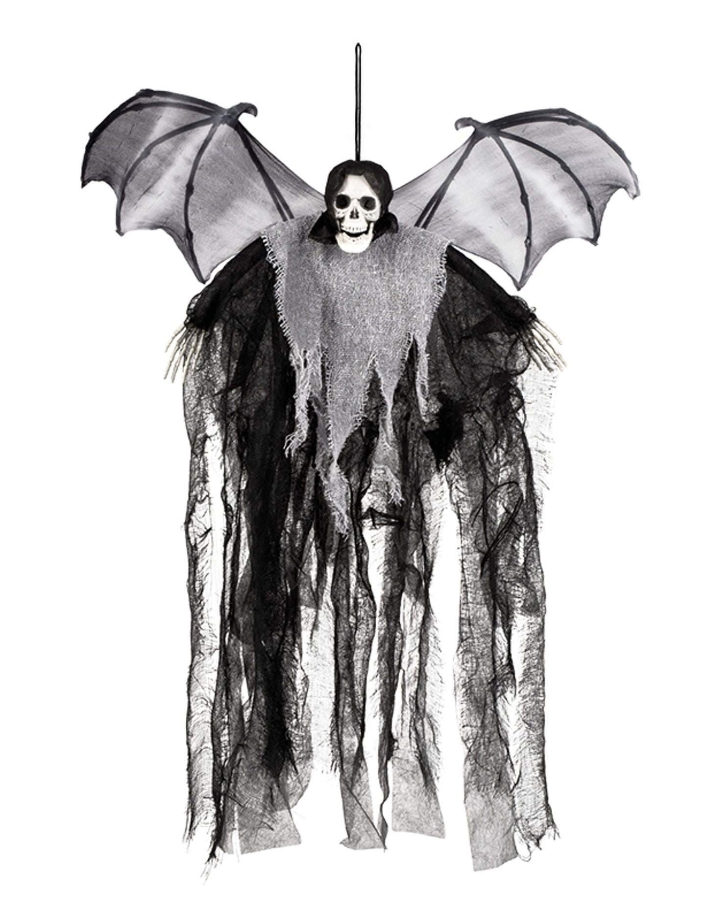 Décoration à suspendre faucheuse chauve-souris pour Halloween noire et grise