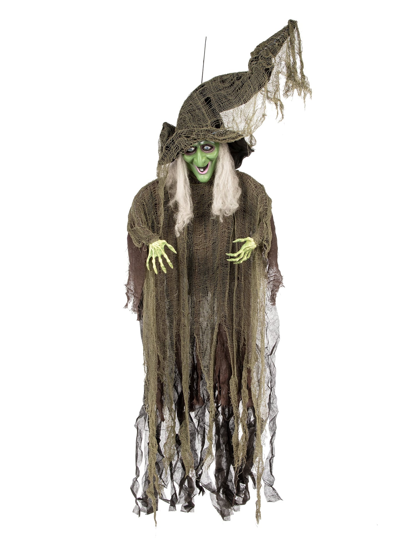 Décoration à suspendre sorcière pour Halloween verte et marron