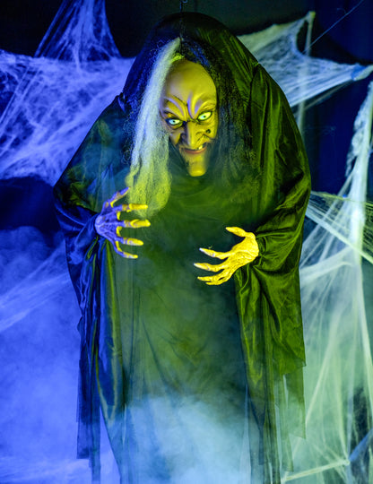 Dekoráció a fekete -fehér boszorkány 140 cm -es Halloween lógására