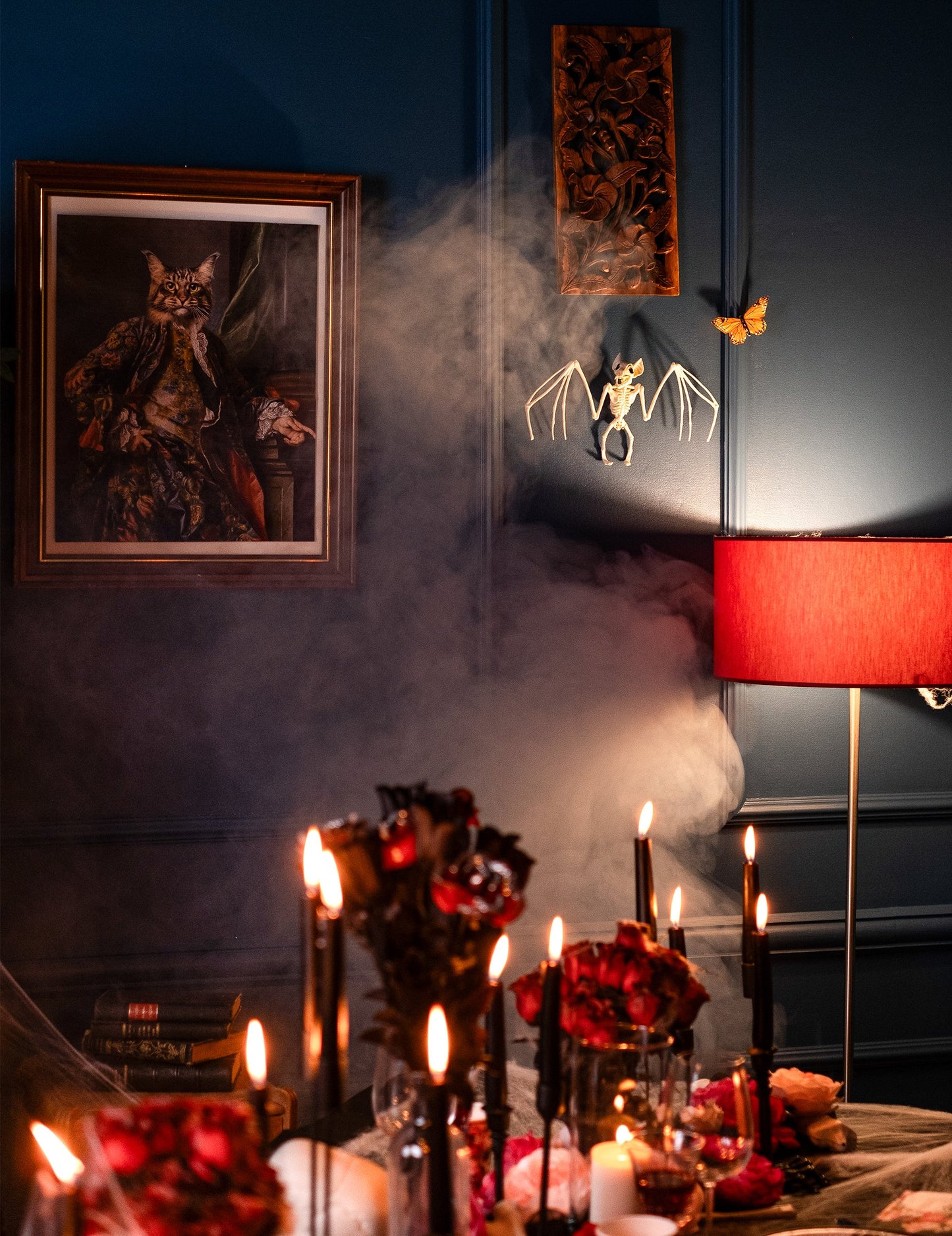 Dekoráció a csontváz halloween denevérének függesztésére