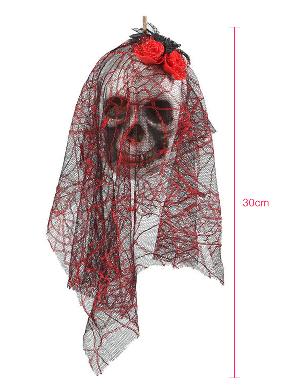 Dimensions de la décoration à suspendre tête de mort mariée
