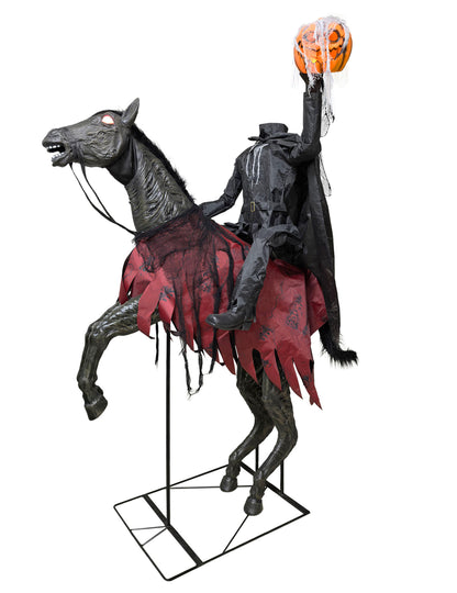 Animált fej nélküli lovas dekoráció 210 cm