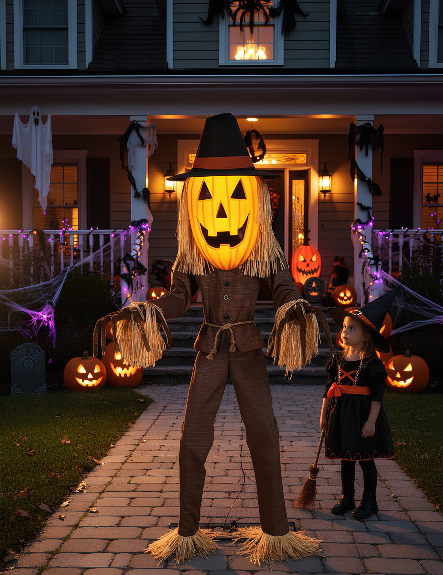 Animált dekoráció sütőtök XL 182cm Jack O'Lantern mozgással és hanggal