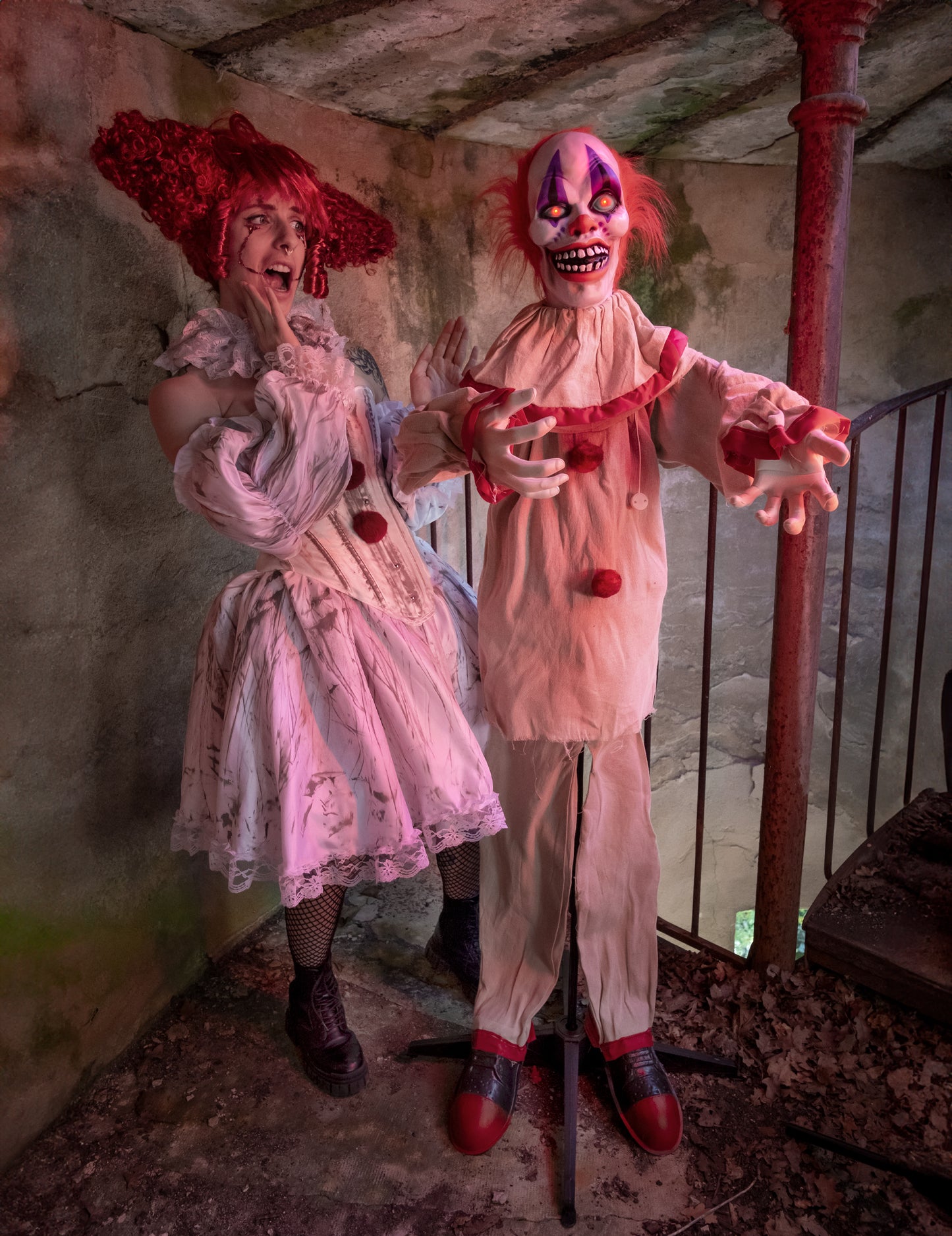 Ijesztő bohóc animált dekoráció 153 cm