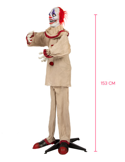 Ijesztő bohóc animált dekoráció 153 cm