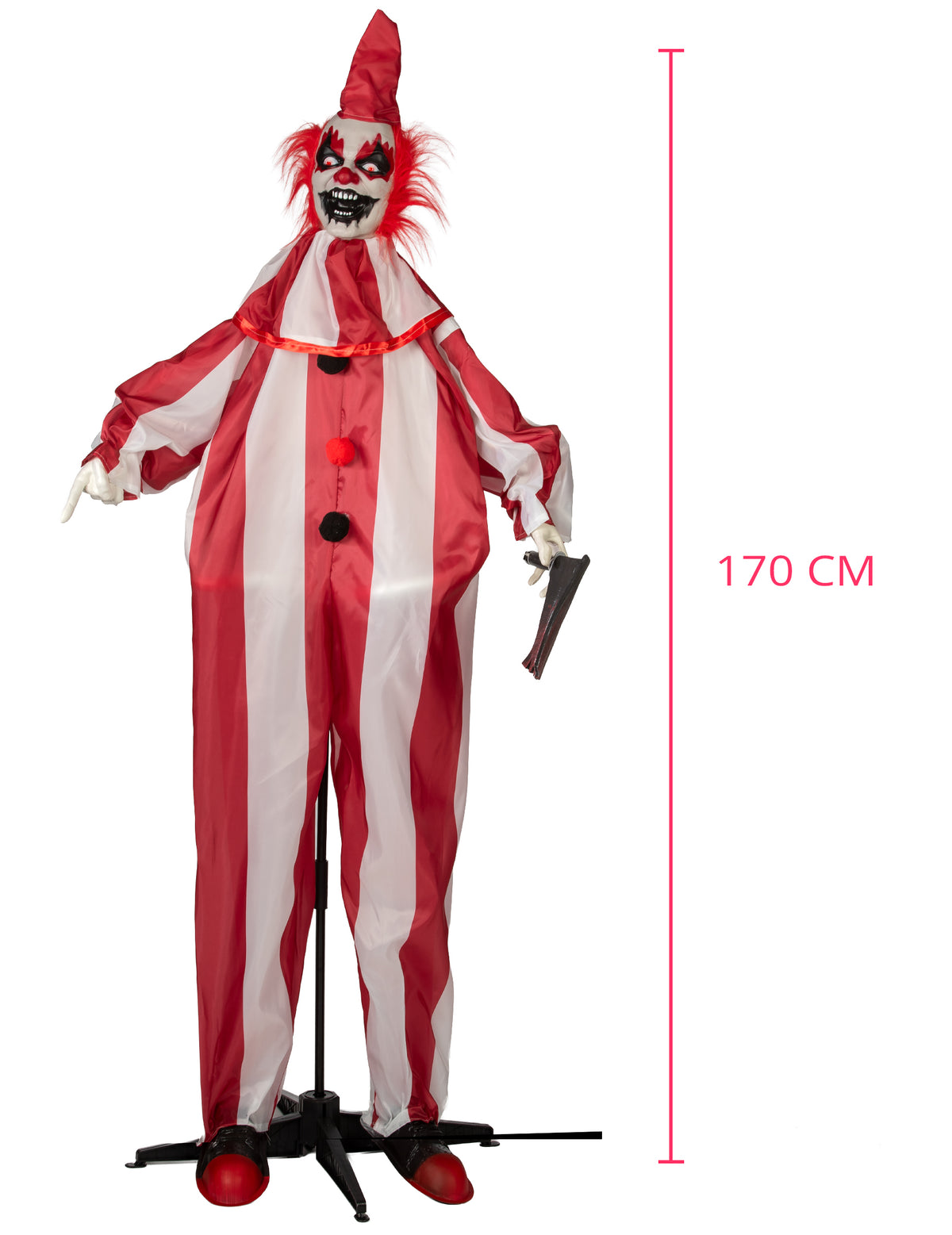 Animált gonosz bohóc dekoráció mozgással 170 cm