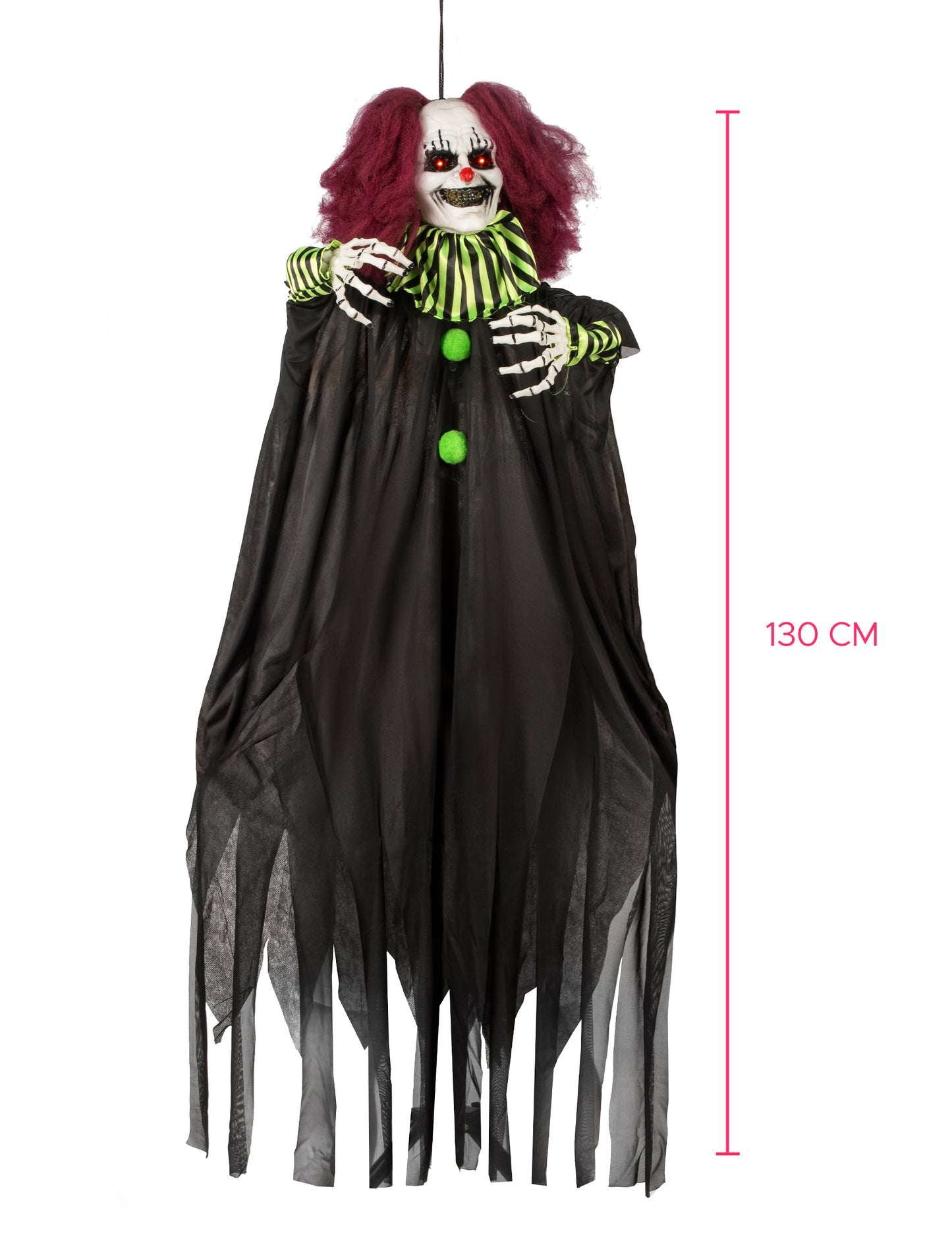 Animált dekoráció félelmetes bohóc lógása 130 cm