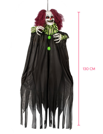 Animált dekoráció félelmetes bohóc lógása 130 cm