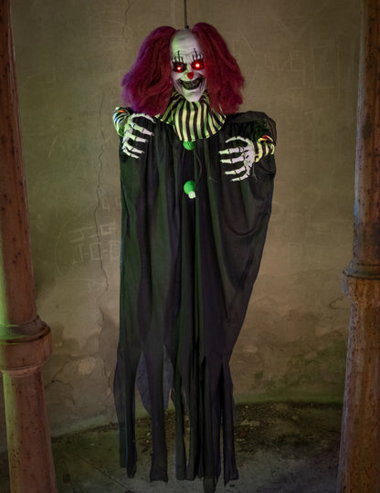 Animált dekoráció félelmetes bohóc lógása 130 cm