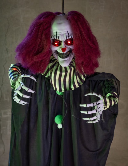 Animált dekoráció félelmetes bohóc lógása 130 cm