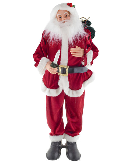 Animált zenélő Mikulás dekoráció mozgással, hanggal és fénnyel 90 cm