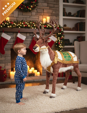 Animált karácsonyi rénszarvas dekoráció hanggal és mozgással 143 cm
