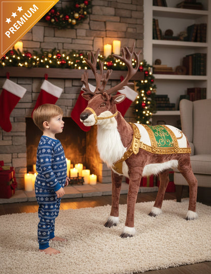 Animált karácsonyi rénszarvas dekoráció hanggal és mozgással 143 cm