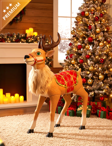 Animált karácsonyi dekoráció, szeszélyes rénszarvas, 120 cm