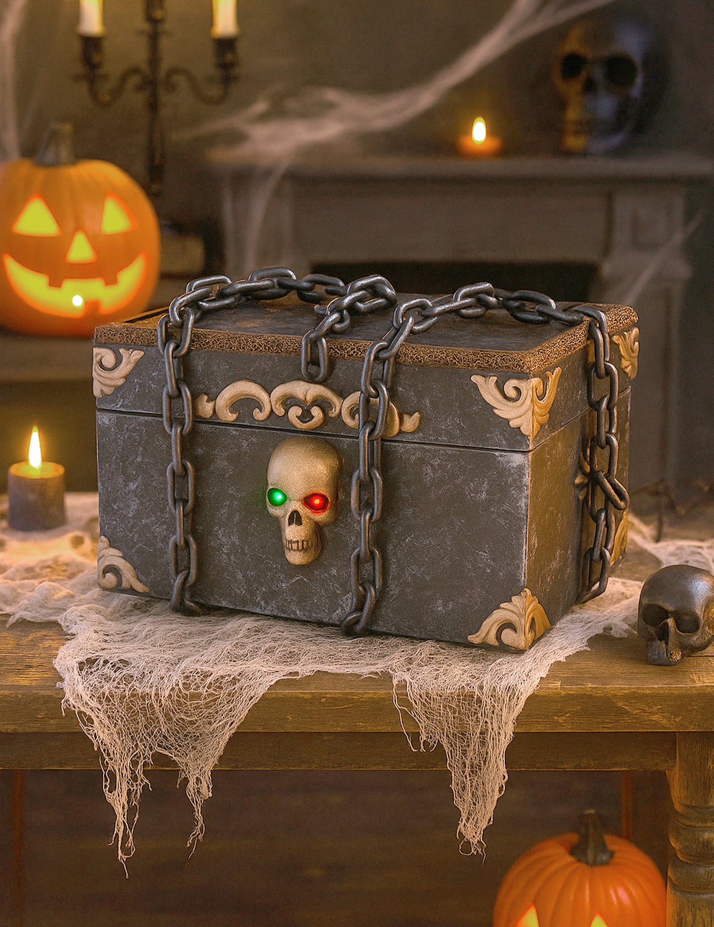 Animált hang- és könnyű dekoráció rém kalóz mellkas