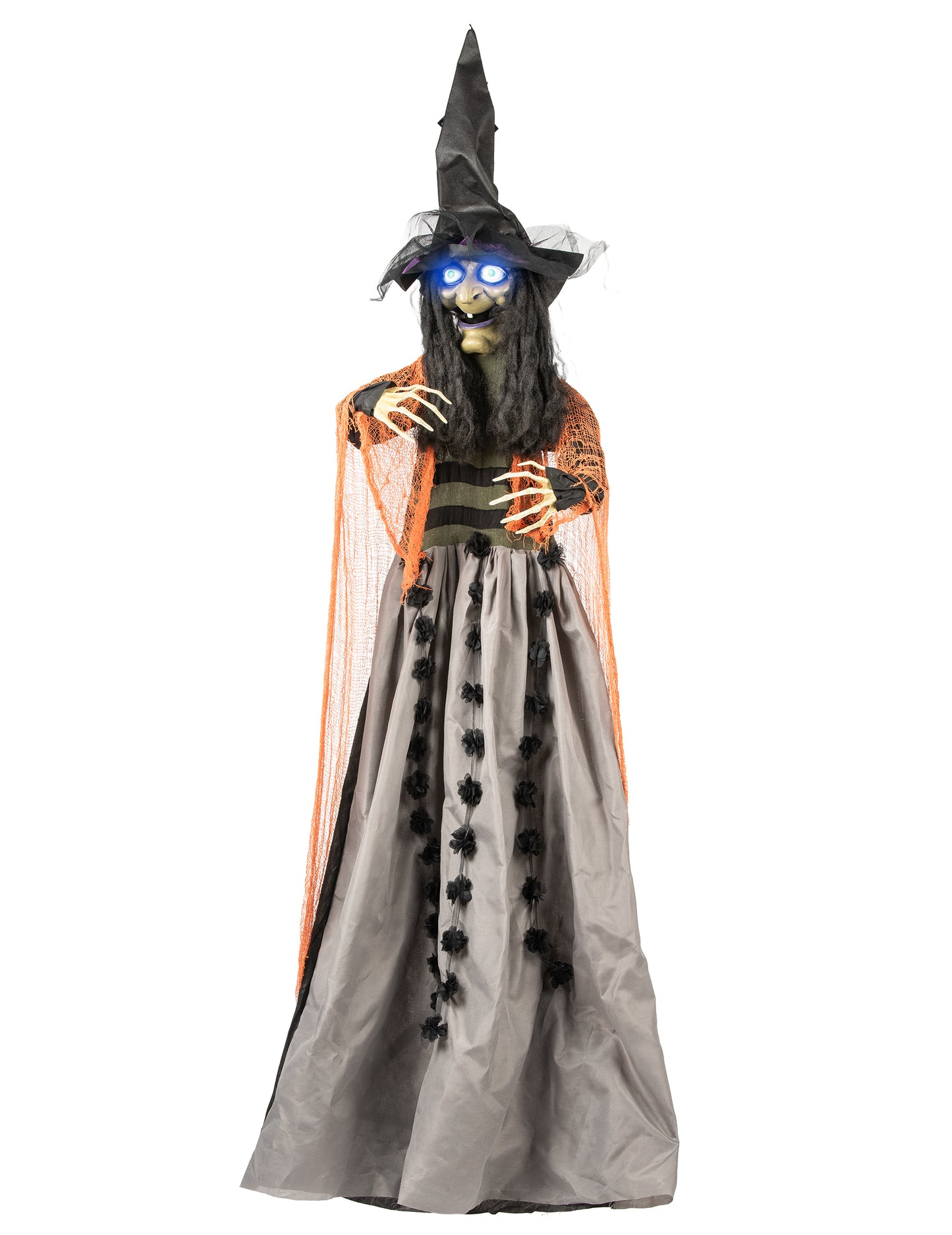 Animált, hanggal és fénnyel függő boszorkánydekoráció 183 cm