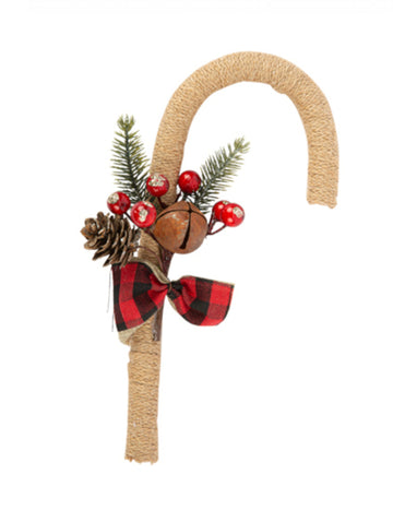 Rusztikus cukornád dekoráció, 12 x 23 cm, jutából készült