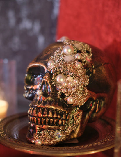 Koponya dekoráció díszes gyémántok 16 x 15 x 21 cm