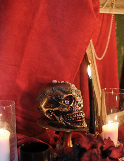 Koponya dekoráció díszes gyémántok 16 x 15 x 21 cm