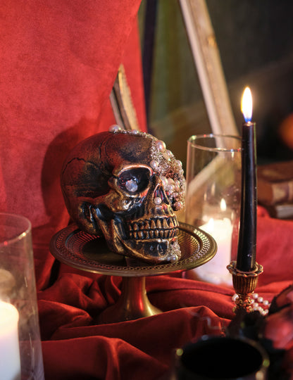 Koponya dekoráció díszes gyémántok 16 x 15 x 21 cm