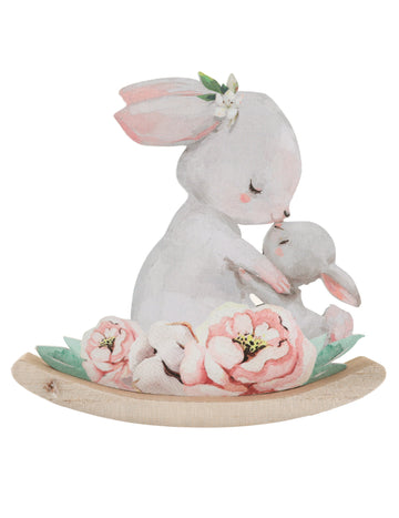 Fa pohár dekoráció, virágmintás húsvéti minta, 13 cm nyulak