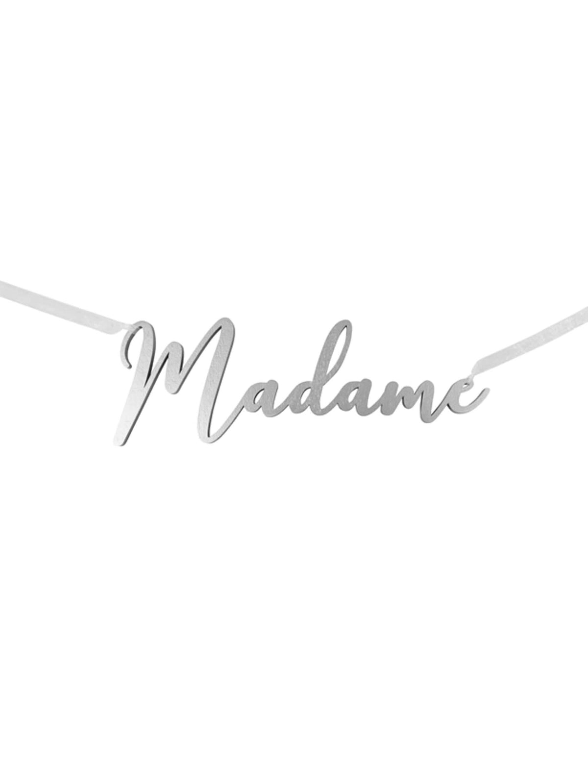 Ezüst metálos Madame székdísz esküvőre