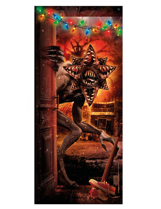 Décoration de porte monstre pour Halloween multicolore avec guirlande lumineuse