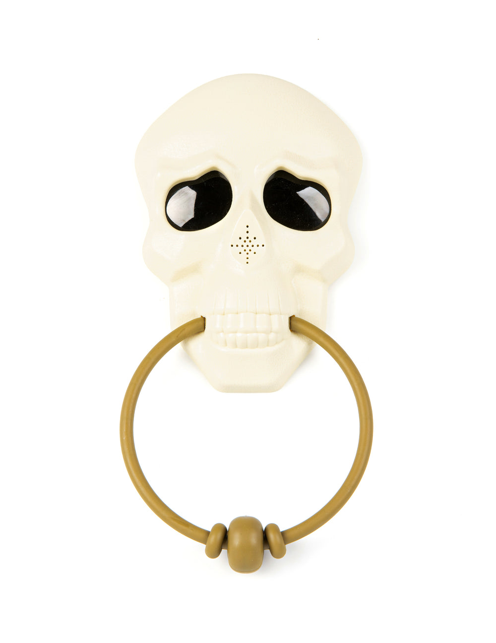 Décoration de porte sonore et animée squelette pour Halloween ivoire et dorée