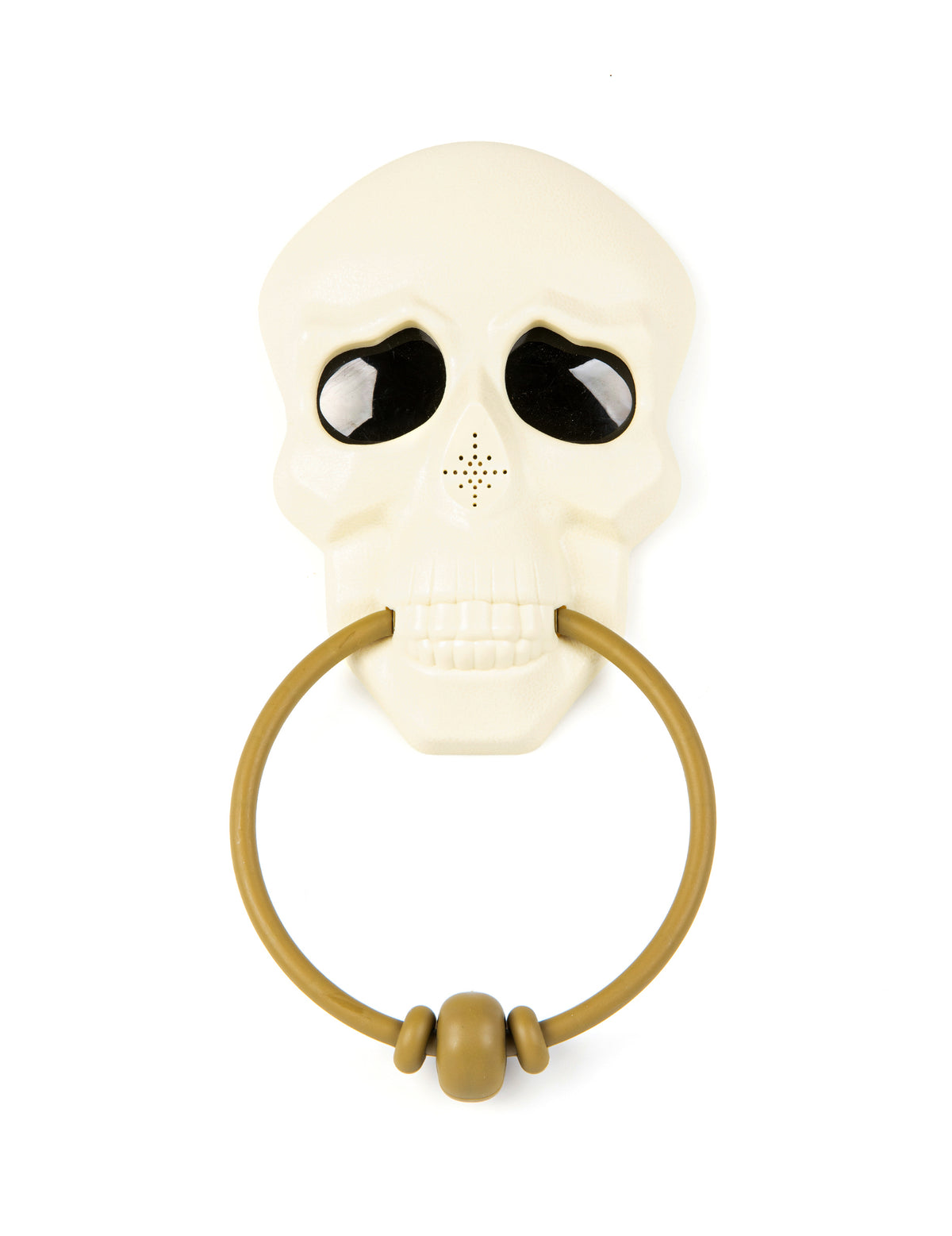 Décoration de porte sonore et animée squelette pour Halloween ivoire et dorée