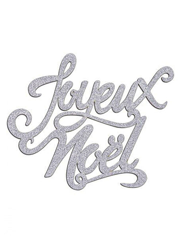 Fa asztaldísz, Boldog karácsonyt, ezüst csillámpor, 19 x 20 cm ünnepi felirat