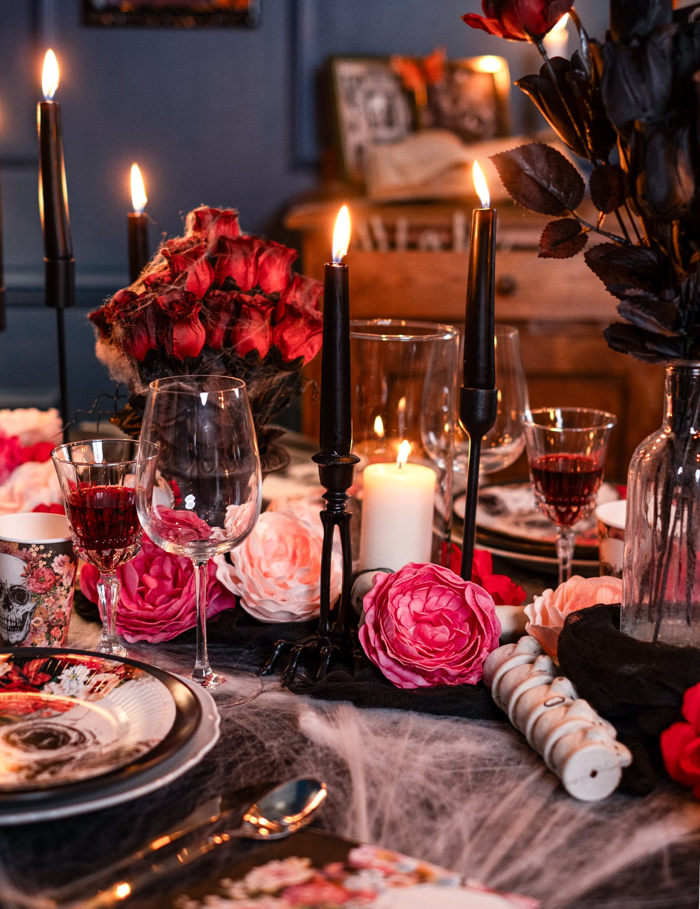 Antik rózsaszín asztaldísz 12 cm művirág