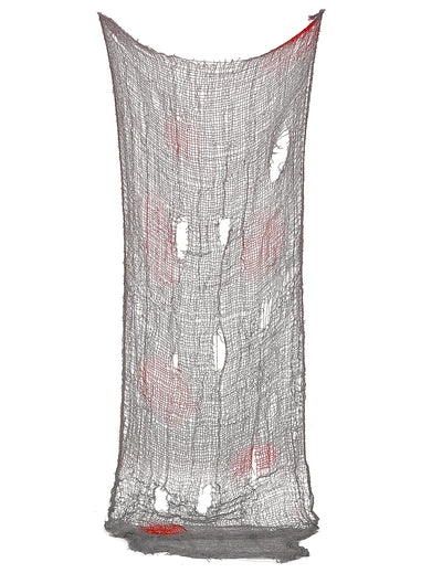 Décoration drap troué Halloween gris ensanglanté avec trous