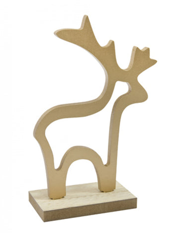 Aranyszínű fa rénszarvas dekoráció 15,5 x 10,5 x 4,5 cm 